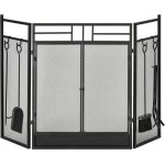 Pare - feu - homcom - large - métal noir - 3 volets pliables - design moderne Pare - feu - homcom - large - métal noir - 3 volets pliables - design moderne