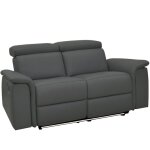 Pareli canap� 2 places avec fonction relax �lectrique en pu / cuir gris