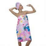 Paréo de sauna stitch pour femme avec serviette à cheveux peignoir paréo de sauna avec élastique pour ... Paréo de sauna stitch pour femme avec serviette à cheveux peignoir paréo de sauna avec élastique pour ...