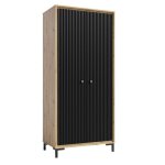 Parii armoire penderie 2 portes 89x196 cm en bois design contemporain noir mat