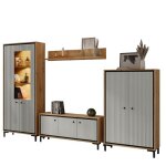 Parii ensemble de meubles de salon vitrine armoire meuble tv tagre design contemporain gris congo