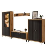 Parii ensemble de meubles de salon vitrine armoire meuble tv �tag�re design contemporain noir mat