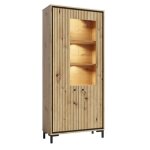 Parii vaisselier 5 étages en bois vitrine avec led 89x196 cm design contemporain bois naturel Parii vaisselier 5 étages en bois vitrine avec led 89x196 cm design contemporain bois naturel