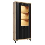 Parii vaisselier 5 étages en bois vitrine avec led 89x196 cm design contemporain noir mat Parii vaisselier 5 étages en bois vitrine avec led 89x196 cm design contemporain noir mat