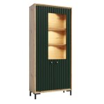 Parii vaisselier 5 étages en bois vitrine avec led 89x196 cm design contemporain vert bouteille Parii vaisselier 5 étages en bois vitrine avec led 89x196 cm design contemporain vert bouteille