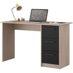 Parisot bureau droit 3 tiroirs - dcor chne / noir - l 1214 x p 55 x h 74. 5 cm - essentiel