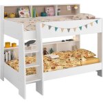 Parisot lits superposs enfant 2 x 90x200 cm - dcor chne et blanc ombre - sommiers inclus - jim