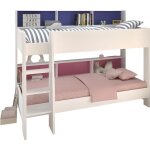 Parisot lit superpos� enfant contemporain blanc meg�ve - sommiers inclus - l 90 x l 200 cm - jim