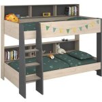 Parisot lits superposs enfant - dcor chne jackson et gris ombre - sommiers inclus - 2 x 90 x 200 cm ...
