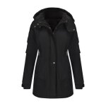 Parka femme impermable avec capuche amovible doublure chaude veste matelasse hiver mi - longue couleur ...