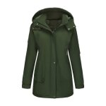 Parka femme impermable avec capuche amovible doublure chaude veste matelasse hiver mi - longue couleur ...