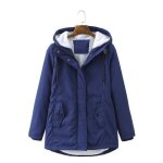 Parka femme vitata chaude coupe - vent manteau mi - long capuche amovible doublure sherpa - bleu
