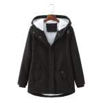 Parka femme vitata chaude coupe - vent manteau mi - long capuche amovible doublure sherpa - noir Parka femme vitata chaude coupe - vent manteau mi - long capuche amovible doublure sherpa - noir