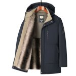 Parka homme hiver doubl polaire chaud avec capuche amovible veste mi - longue epaisse regular fit couleur ...
