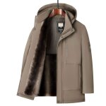 Parka homme hiver doubl polaire chaud avec capuche amovible veste mi - longue epaisse regular fit couleur ...