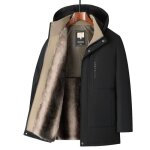 Parka homme hiver doubl polaire chaud avec capuche amovible veste mi - longue epaisse regular fit couleur ...