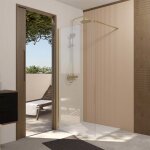 Paroi de douche 100x195 cm en verre tremp� 5 mm - finition or bross� - gold elementary