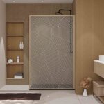 Paroi de douche 120 x 200 hinata - style japandi courbes douces - cadre effet bois ? verre 6mm Paroi de douche 120 x 200 hinata - style japandi courbes douces - cadre effet bois ? verre 6mm