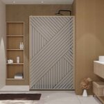 Paroi de douche 120 x 200 hinata - style japandi géométrique - cadre effet bois ? verre 6mm Paroi de douche 120 x 200 hinata - style japandi géométrique - cadre effet bois ? verre 6mm