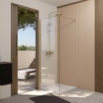 Paroi de douche 70x195 cm en verre trempé 5 mm - finition or brossé - gold elementary Paroi de douche 70x195 cm en verre trempé 5 mm - finition or brossé - gold elementary