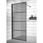 Paroi de douche essos - 70 x 200 cm - verre teint noir - 8 mm - verre de scurit