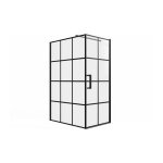 Paroi de douche fixe avec porte pivotante serigraphi�e noir mat - 120 x 80 x 190 cm - caparica