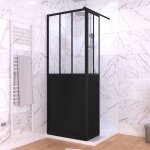 Paroi de douche fixe avec volet pivotant 80 + 40 x 200 cm - finition noir mat et verre trempé Paroi de douche fixe avec volet pivotant 80 + 40 x 200 cm - finition noir mat et verre trempé