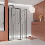 Paroi de douche � litalienne 120x195cm s�rigraphie art d�co arrondie - noir mat - gatsby