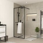 Paroi de douche noir mat 90x200cm - porte - serviette et étagère - dark contouring shelf Paroi de douche noir mat 90x200cm - porte - serviette et étagère - dark contouring shelf