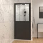 Paroi de douche à porte pivotante type atelier - 90x200cm - porte pivotante - profile noir mat - verre ... Paroi de douche à porte pivotante type atelier - 90x200cm - porte pivotante - profile noir mat - verre ...