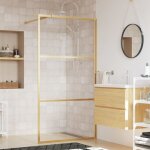 Paroi de douche - marque inconnue - 100x195 cm - verre esg transparent - cadre doré - fixe Paroi de douche - marque inconnue - 100x195 cm - verre esg transparent - cadre doré - fixe