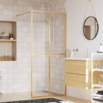 Paroi de douche - non spécifié - 80x195 cm - verre esg transparent - cadre en aluminium doré - fixe Paroi de douche - non spécifié - 80x195 cm - verre esg transparent - cadre en aluminium doré - fixe