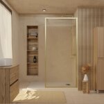 Paroi de douche verre ondul 6 mm - 90x200 cm - cadre et bras aluminium or bross