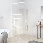 Paroi de douche - vidaxl - 90x195 cm - verre esg - blanc - profil ajustable