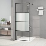 Paroi de douche - vidaxl - noir - verre esg - 80x195 cm - demi - d�poli