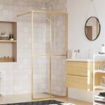 Paroi de douche - vidaxl - verre esg - cadre dor� - 100x195 cm