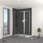Paroi de douche avec volet pivotant 120 + 40x200cm - finition chromée - chromed contouring Paroi de douche avec volet pivotant 120 + 40x200cm - finition chromée - chromed contouring