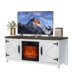Parrot uncle meuble tv 58 blanc avec chemin�e 18 centre de divertissement avec armoires de rangement