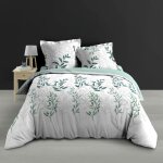 Douceur dint�rieur parure lit 3 pcs wendy 260x240 cm percale coton 78 fils - feuillage vert