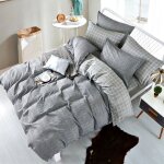 Parure de lit - fc - 075 - 100% coton - 240x220cm - 2 taies 65x65cm - gris
