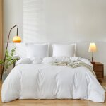 Parure 3 pices - fc - housse de couette 260x240cm - 2 taies 65x65cm - 100% coton - blanc uni