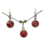Parure de bijoux argent artisanale clopatra rose argent vieilli - 9 mm (collier et boucles doreilles) ...