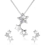 Parure bijoux - femme - toiles - 3 toiles - cristal - blanc - argent 925 / 1000 - 4 pices