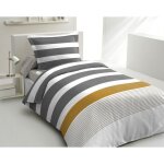Parure de couette 2 pi�ces en percale de coton 200x200 gris et ocre