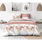 Parure de couette 3 pi�ces en percale de coton 220x240 blanc et rose poudre - la marquise -