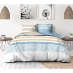 Parure de couette 3 pi�ces en percale de coton 220x240 bleu iceberg