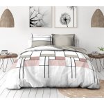 Parure de couette 3 pi�ces en percale de coton 220x240 rose poudre