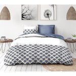 Parure de couette 3 pi�ces en percale de coton 240x260 bleu