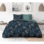 Parure de couette 3 pi�ces en percale de coton 240x260 bleu petrole