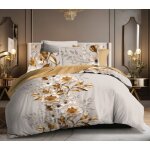 Parure de couette 3p louna 260 x 240 cm or igami king size coton pur